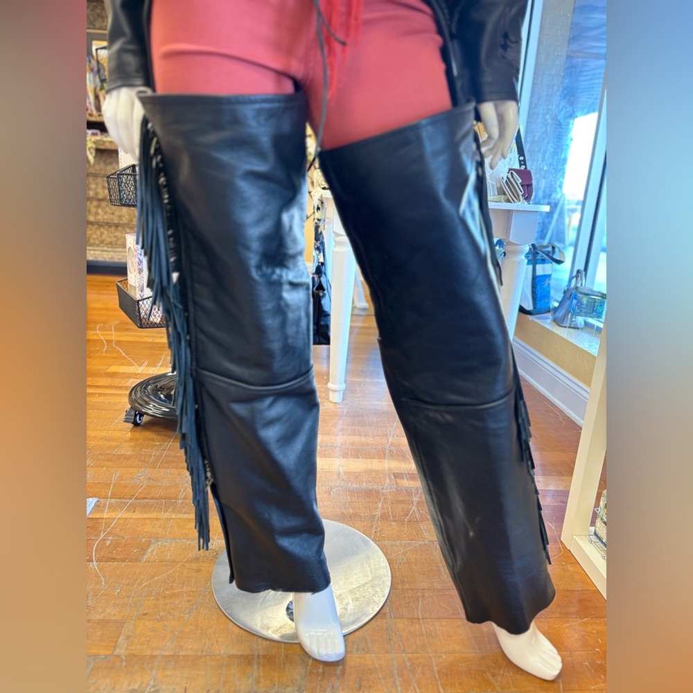 Black Over-The-Knee Leather Chaps
